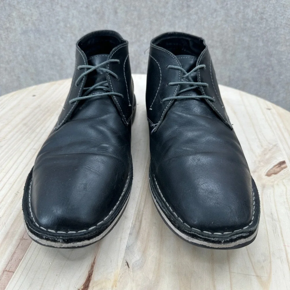 Steve Madden Black Leather Chukka Desert Ankle Boots Mens 13 Lace Up Oxford Shoe